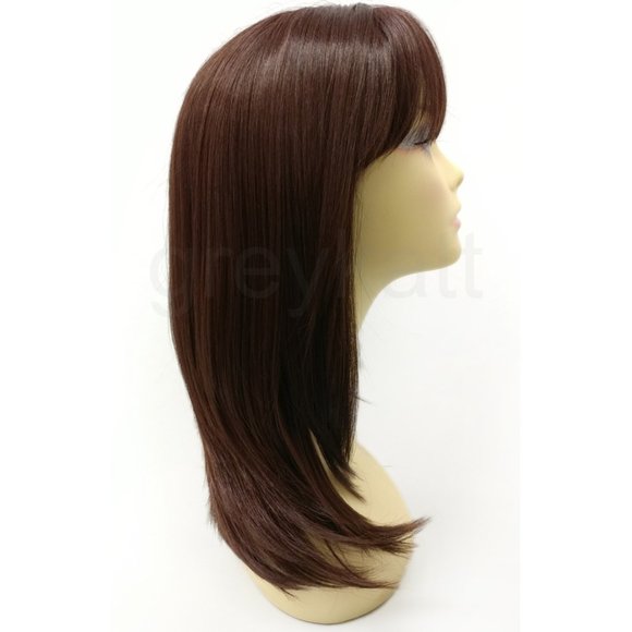 Dark Auburn heat safe long straight wig 17\
